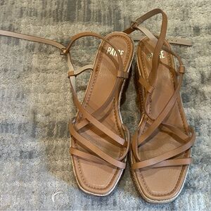 PAIGE Tan Leather Strappy Sandals Dressy Casual